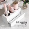 71Q89Ply-L._AC_SL1500_.jpg NIUBEE Acrylic Hair Styling Tool Organizer and Holder - Bathroom Countertop Storage for Blow Dryers, Accessories, Makeup, and Toiletries