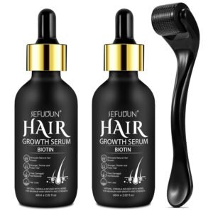 2 Pack 5% Minoxidil Hair Growth Serum Kit, Minoxidil for Men Beard Growth Kit, Hair Regrowth Treatment for Scalp Hair Loss and Thinning, Biotin Hair Growth Serum & 5% Minoxidil Treatment