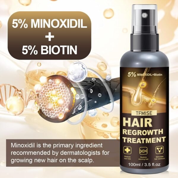 5% Minoxidil for Men, 100ml x 2 Pack Minoxidil for Women Hair Growth, Minoxidil Spray Hair Growth Products Kit, Hair Growth Serum with Biotin, Hair Regrowth Treatment for Light and no Greasy