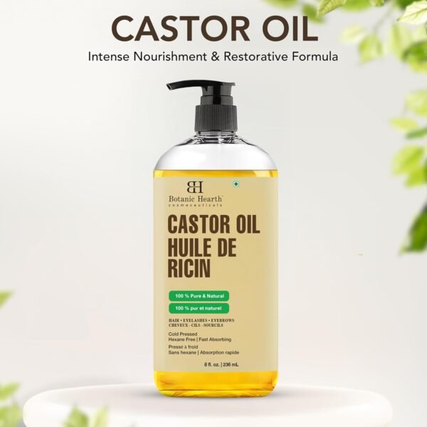 71QBDFaMjQL._SL1500_.jpg Botanic Hearth Castor Oil (Styling Oil, 8 Fl Oz) | Usda Certified Organic | 100% Pure & Hexane Free | Cold Pressed | Promotes Growth For Eyelashes, Eyebrows & Hair