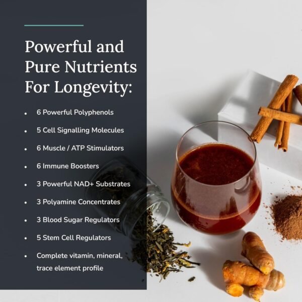 Healthy Ageing Supplement Powder, Anti-Ageing Effects, Contains Quercetin, Resveratrol and Nrf2 Activators, Antioxidants Rich Nutrient-Dense, Non-GMO, Vegan (180 Grams (30 Servings)