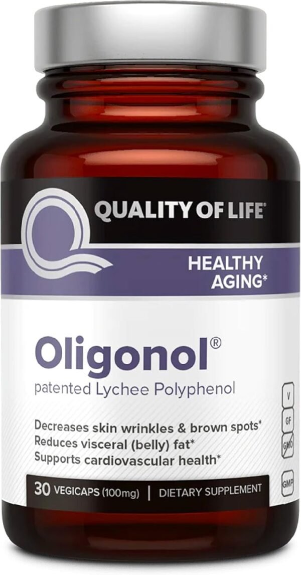 71QMLJ-xXcL._AC_SL1500_.jpg Quality of Life - Premium Anti Aging Supplement- Promotes Cardiovascular Health, Circulation & Youth - Oligonol - Includes Antioxidants- Lychee Fruit Extract - 30 Vegicaps