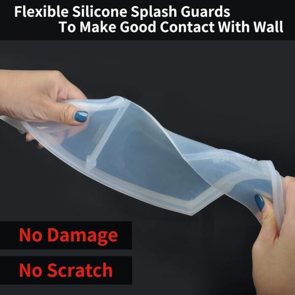 Mofason Silicone Shower Splash Guard, Clear Bathtub Corner Splash Guard, Bathroom Shower Water Guard with Adhesive for Fixing, Can Be Used in Washbasin, Tubs, Sinks Etc - 2Pack