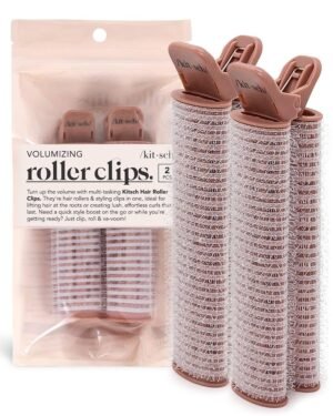71QO5SRwCvL._SL1250_.jpg Kitsch Volumizing Hair Clips for Women - Hair Rollers for Volume & Curls - Volumizing Hair Products, Hair Roller Clips for Effortless Curls That Last - 2pc, Terracotta