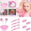 11pcs Hair Coloring Kit - Professional Salon Tools for DIY Mixing, Includes Clips, Bowl, Dye Brush, Earmuffs - Perfect for Bleaching and Dye