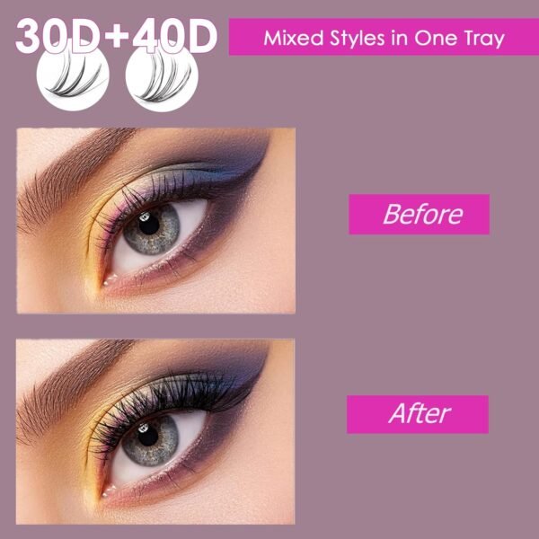 71QU5d5xfTL._SL1500_.jpg DIY Lash Extension Kit 320 Pcs Lash Clusters Kit Individual Lashes Natural 10-16mm C/D Curl with Bond Seal Tweezers Lash Glue Remover False Eyelashes for Beginner Eyelash Extensions at Home (30D+40D)