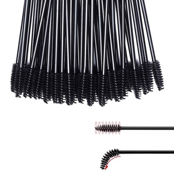 GUMIKE 100 Pcs Disposable Eyelash Mascara Brushes for Eye Lashes Extension Eyebrow and Makeup (Black)