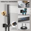 Thermostatic Shower System,Shower Faucet Set,12 Inch Ceiling Mounted and 6 Inch Wall Mount Rain Shower Head with 2 in 1 Handhled,Push Button Diverter Dual Shower Head Combo Set Matte Black