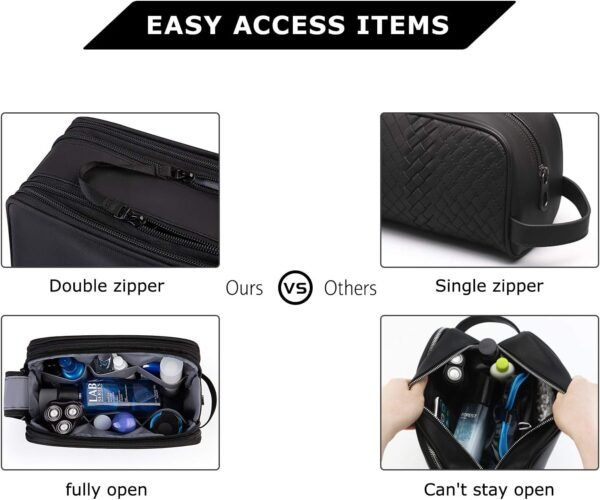 71QbYQbDL-L._AC_SL1500_.jpg BAGSMART Toiletry Bag for Men, Travel Toiletry Organizer Dopp Kit Water-resistant Shaving Bag for Toiletries Accessories, Door Room Essentials, Black-medium