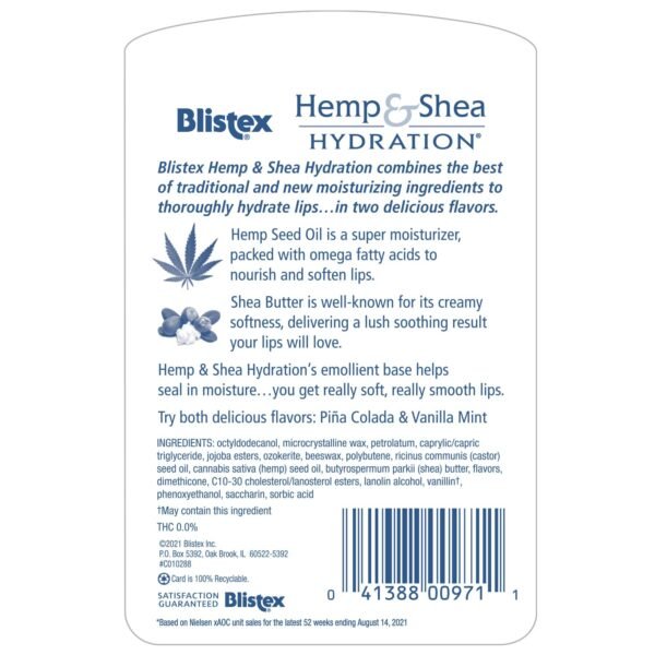 71QkuR8bpjL._SL1500_.jpg Blistex Hemp & Shea Hydration, 2 count