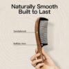 Onedor Handmade Buffalo Horn and Sandalwood Hair Combs - Anti-Static Natural Scent Wooden Detangler (Fine Tooth)