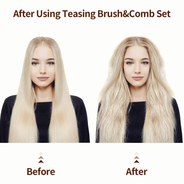 Patelai 3 Pcs Hair Teasing Comb Set Includes 2 Nylon Triple Comb and Boar Bristle Teaser Brushes for Women Stylist Men Backcombing Slicking Curly Thick Wet Hair(Black)