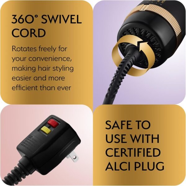 71QzA92f2qL._AC_SL1500_.jpg Professional Blowout Hair Dryer Brush, Black Gold Dryer and Volumizer, Hot Air Brush for Women, 75MM Oval Shape (Black Gold)