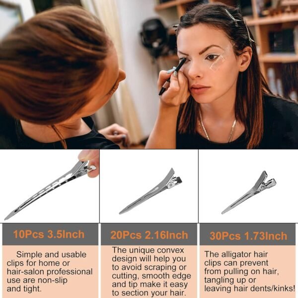 71R3CVfCNGS._SL1500_.jpg 60Pcs Metal Styling Duck Billed Hair Clips, Silver Alligator Roller Clips for Women's Long Hair Styling Sectioning and Pin Curls, Bow DIY, with Case