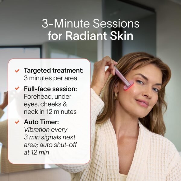 Solawave 4-in-1 Skinware Wand - Upgraded Radiant Renewal with Facial Massager, Red Light, Galvanic Current, and Therapeutic Warmth Anti-Aging Beauty Device (Blue/Pink Ombre)