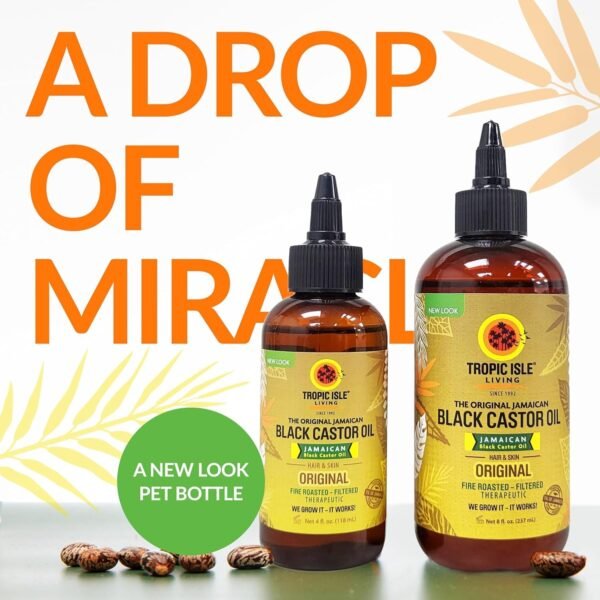 71RjLCRXnbL._SL1500_.jpg Tropic Isle Living Jamaican Black Castor Oil | Rich in Vitamin E, Omega Fatty Acids & Minerals | For Hair Growth Oil, Skin Conditioning, Eyebrows & Eyelashes, Scalp and Nail Care (PET) (4oz)