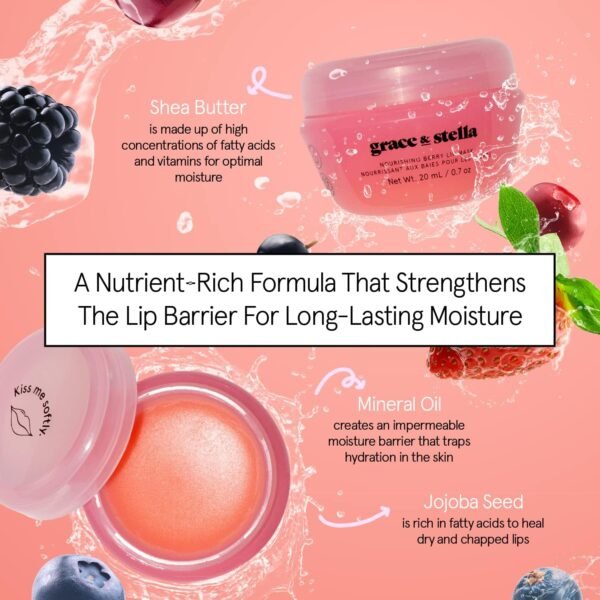 71RnI7zzCML._SL1500_.jpg Grace & Stella Award Winning Lip Plumper Nourishing Berry Lip Mask - Lip Balm Hydrating - Lip Moisturizer For Very Dry Lips - Overnight Lip Mask & Lip Treatment & Lip Sleeping Mask - Vegan