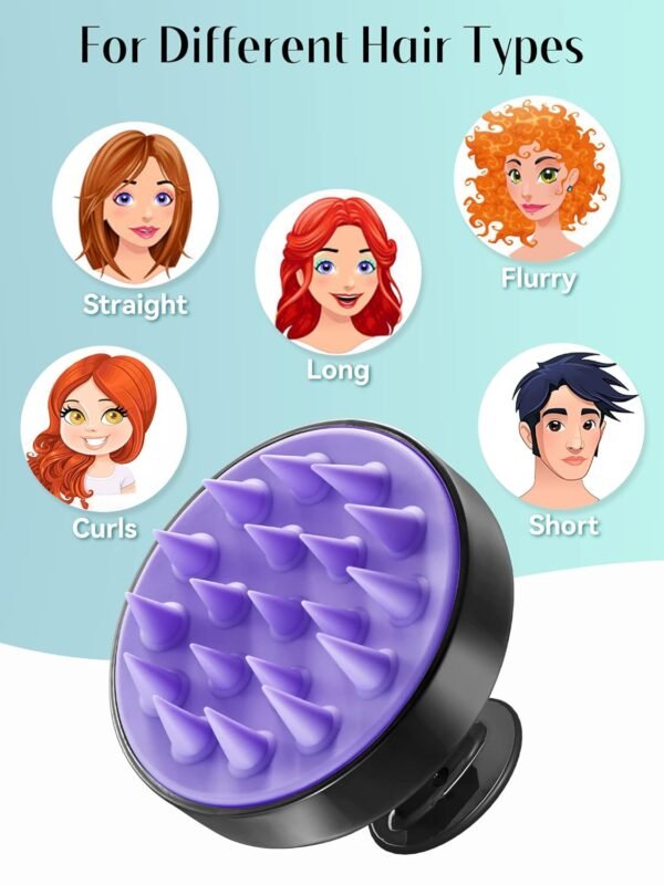 71Rz8Pn6jHL._SL1500_.jpg HEETA Scalp Massager Hair Growth, Soft Silicone Scalp Scrubber Shampoo Brush for Exfoliation, Dandruff Removal Head Massage Stress Relax, Wet & Dry Use for Thick Thin Curly Hair Care, Black