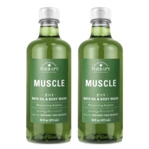 Village Naturals Therapy Muscle Foaming Bath Oil and Body Wash 16 oz. 2 pack, Green, 16 oz