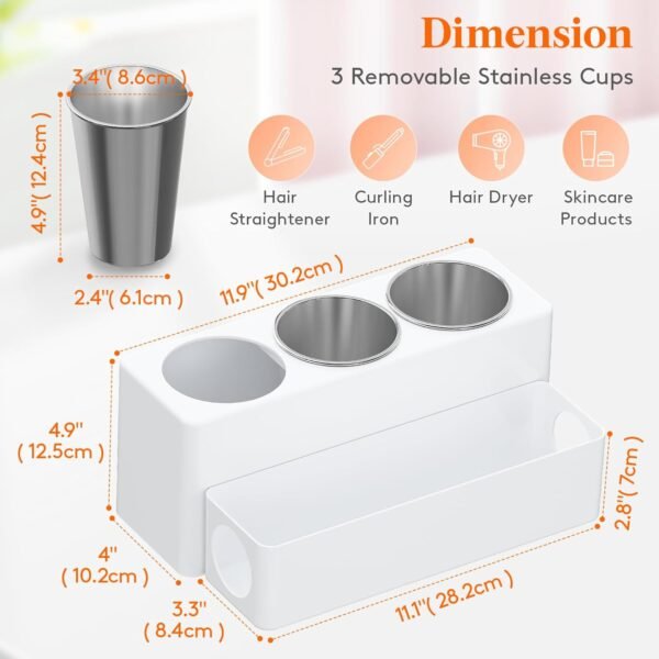 Lifewit Hair Tool Organizer, Hair Blow Dryer Holder Countertop, Removable Acrylic Hair Brush Storage Stand for Curling Iron/Hair Styling Tools/Makeup Accessories in Bathroom, Vanity, Kitchen