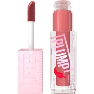 71S8P7bM75L._SL1500_.jpg MAYBELLINE Lifter Gloss Lifter Plump, Plumping Lip Gloss with Chili Pepper and 5% Maxi-Lip, Peach Fever, Peachy Nude Cream, 1 Count
