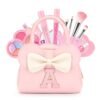 Kids Real Makeup Kit for Girls - 18Pcs Non-Toxic Washable Make Up Toys with Initial Toddler Purse - Personalized Birthday Gifts for Age 3 4 5 6 7 8 9 10 Years Old Girls Vanity Set - A