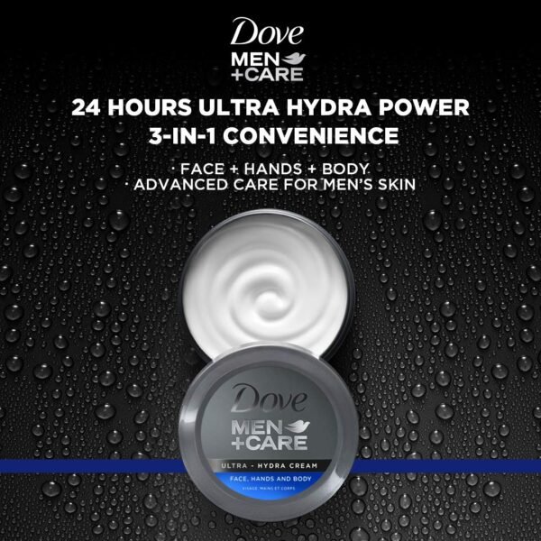 Dove Men+Care Ultra Hydra Cream - Dove Lotion, 3-In-1 Advanced Skin Care for Men, Face Cream, Hand Cream, and Body Lotion for Extremely Dry Skin, All Skin Types, 5.07 Fl Oz (Pack of 12)