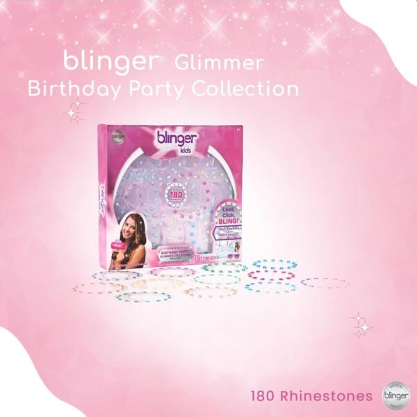 blinger Glimmer Collection Refill Pack | Birthday Party | 12 Discs – 180 Gems | Bling in Brush Out | Works with blinger Hair Styling Tool (Multicolored)