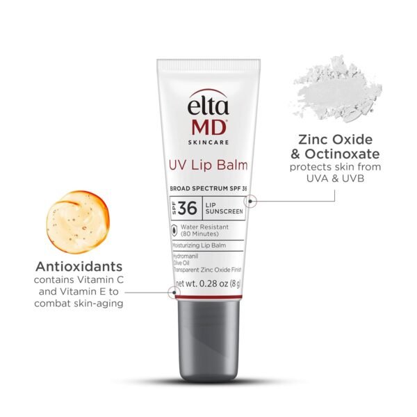 71SJmjsoJML._SL1500_.jpg EltaMD UV Lip Balm Sunscreen, Moisturizes and Protects Dry Cracked Lips, Water Resistant up to 80 Minutes, Transparent Zinc Oxide Sunscreen