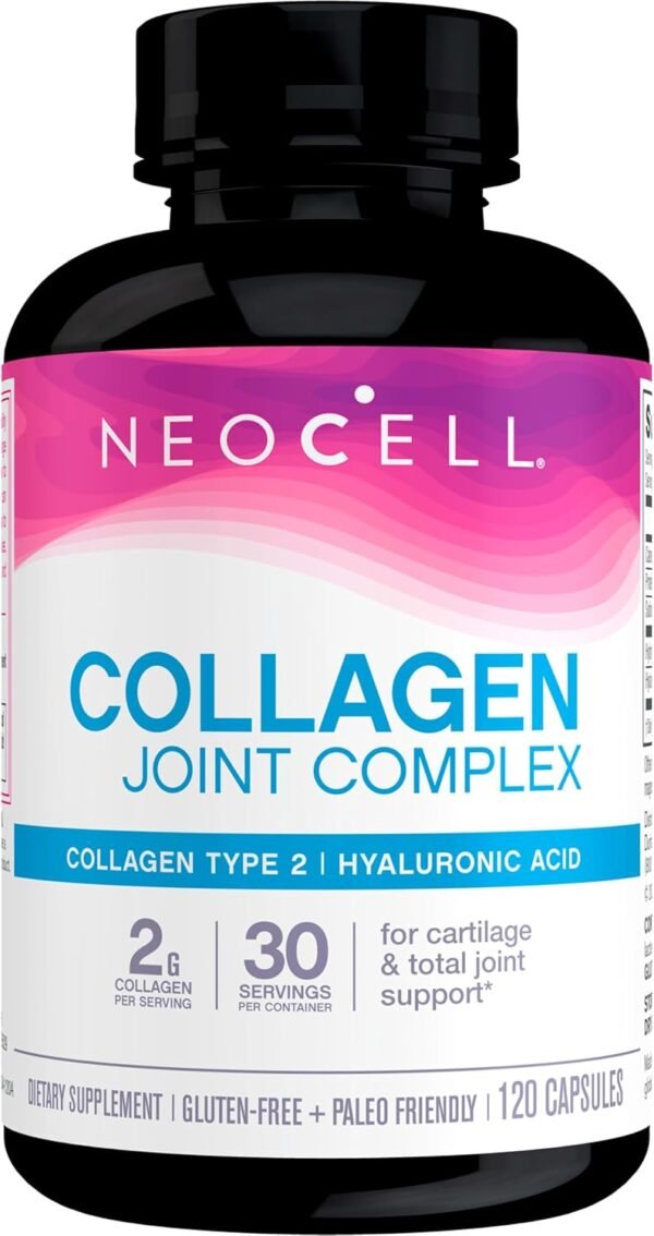NeoCell Joint Complex With Collagen Type 2 and Hyaluronic Acid, Plus Glucosamine and Chondroitin, Joint Health Supplement, Capsule, 120 Count, 1 Bottle