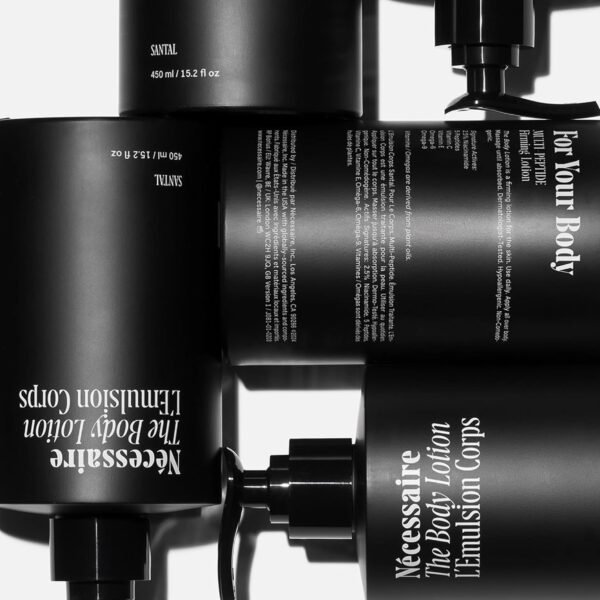 71ScX902ryL._SL1500_.jpg Nécessaire The Body Lotion with Pump. Santal. Multi-Peptide Firming Lotion to Moisturize, Firm, Strengthen. 2.5% Niacinamide, Vitamin C/E + Omega 6/9. 450ml / 15.2 fl oz