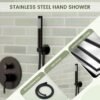 CASAINC 4 Functions Shower Faucet Set Wall Mounted Rainfall Shower System with 10" & 6" Dual Showerheads,Handheld and Bathtub Spout, Matte Black