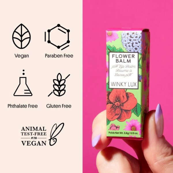 Winky Lux Flower Balm, pH Lip Balm, Color Changing Lipstick and Tinted Lip Balm Stain, Vegan & Cruelty Free, Hydrate & Plump, Sheer Pink Lipstick, Pink Flower