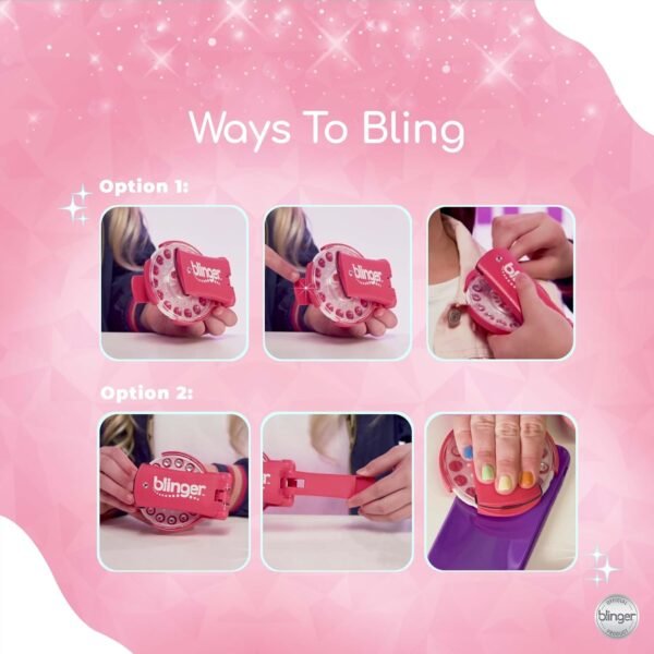 71SiycWsypL._AC_SL1500_.jpg blinger® On The Go Mini Starter Kit – Happy (Pink) | 80 Rhinestones | Hair Styling Tool | Hair-Safe – Bling in Brush Out