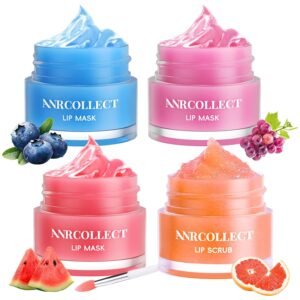 71Sk08odi2L._SL1500_.jpg Lip Mask Set, 1 Lip Scrub +3 Overnight Lip Mask, Lip Glowy Balm and Scrub for Women, Exfoliating and Hydrating Dry, Chapped, Crack Lips, 4 Pack Lip Skincare Gift Set