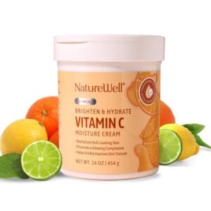 NATURE WELL Clinical Brighten & Hydrate Vitamin C Moisture Cream Skincare for Face, Body & Hands, Revitalizes Dull-Looking Skin, Promotes A Glowing Complexion, Helps Visibly Improve Skin Texture, 16oz