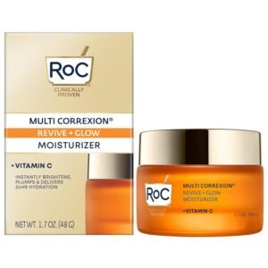 71T8rjE9GAL._SL1500_.jpg RoC Multi Correxion Revive + Glow 10% Vitamin C Blend Face Moisturizer, Anti-Aging Gel Cream for Instant Glow, Hypo-Allegenic & Oil-Free Skin Care, 1.7 Ounces (Packaging May Vary)