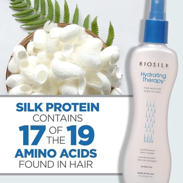 BioSilk Hydrating Therapy Pure Moisture Leave-In Spray, Replenishes Hair Moisture & Protects From Frizz, Sulfate, Paraben, & Cruelty-Free, 7 Oz