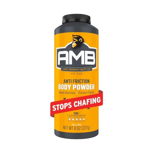 Anti Monkey Butt Body Powder for Women & Men - Anti-Chafing & Anti-Itch Foot Powder with Calamine - Absorbs Sweat & Fights Friction for Thighs, Arms, Chest - Talc-Free Hypoallergenic Formula - 8 oz