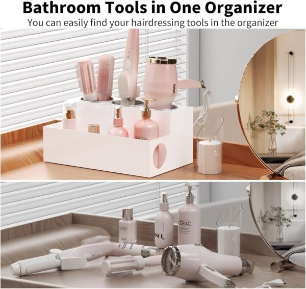 71THc9Fy1DL._AC_SL1500_.jpg NIUBEE Acrylic Hair Styling Tool Organizer and Holder - Bathroom Countertop Storage for Blow Dryers, Accessories, Makeup, and Toiletries