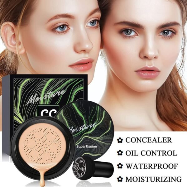 71TY6ChdOiL._SL1200_.jpg Air Cushion CC Cream Mushroom Head Foundation, Moisturizing BB Cream Makeup Long Lasting Matte Concealer (Natural)