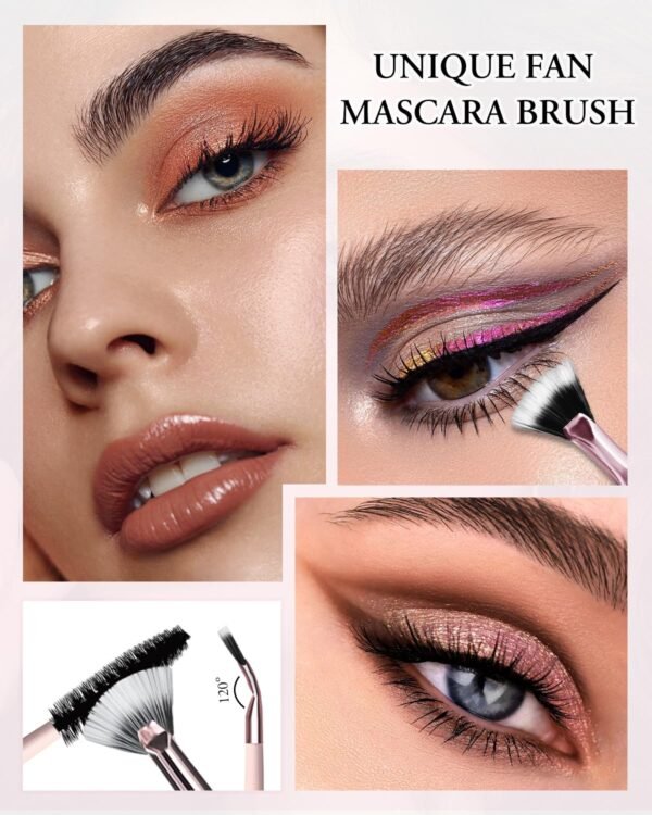 71TbkQK4xQL._SL1500_.jpg Makeup Brushes with Case, 20PCs Travel Makeup Brush Set, Foundation Concealer Blush Eyeshadow Brush Set Contour Powder Eyebrow Eyelash Brush Kit with Led Light Mirror Holder & 2 Powder Puff-Pink