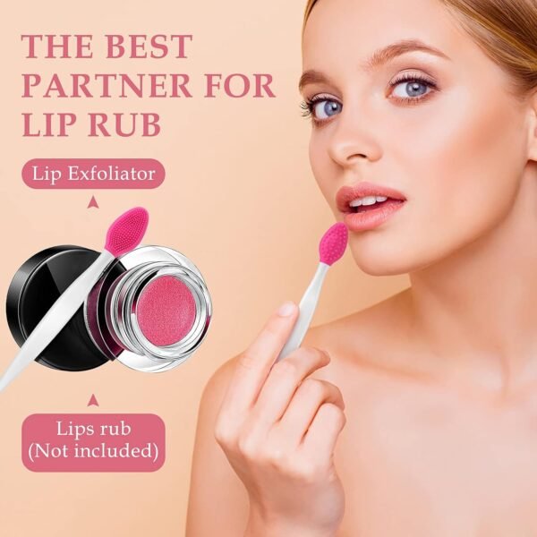71TjRsTV5xL._SL1500_.jpg 5 Pcs Lip Scrub Brush Double-Sided Silicone Exfoliating Tool Mini Soft Lip Brush Cleaner for Men Women lightening dark lips Smoother Fuller Lip Appearance