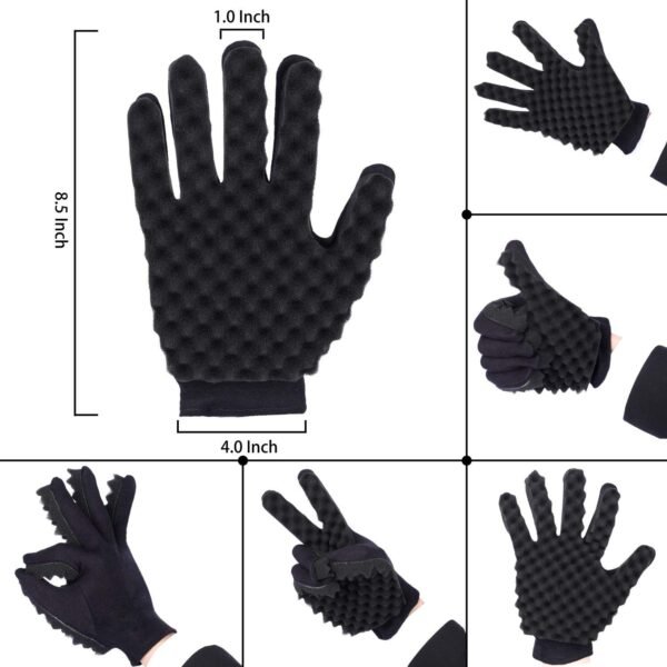 Magic Twist Hair Sponges Set, Big Holes Sponge Brush for Hair, Curling Sponge Glove for Men Women Curls with Metal Afro Pick(6.7 inch)