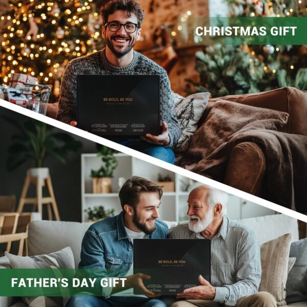 Rinse & Robust Men's Self-Care Gift Set, 10 Pcs Cedarwood Grooming Kit with Bath and Body Wash Gift Set, Beard Oil, Balm & Business Card Case, Unique Gifts for Him Father's Day, Birthday