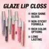 LANGMANNI 2 Colors Diamond Glitter Lip Gloss Set,Long Lasting High Shine Shimmer Liquid Lipstick Set,Hydrating,Moisturizing Lip Gloss Kit Gift Makeup For Girls(#05+06)