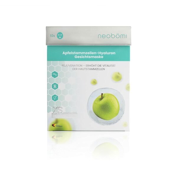 Neobömi® Hyaluron Face Mask, XS Hydrolyzed Hyaluronic Acid, High Dose Cloth Mask with Apple Stem Cells, Anti-Ageing Face Mask, Perfect Age Fit Face Care