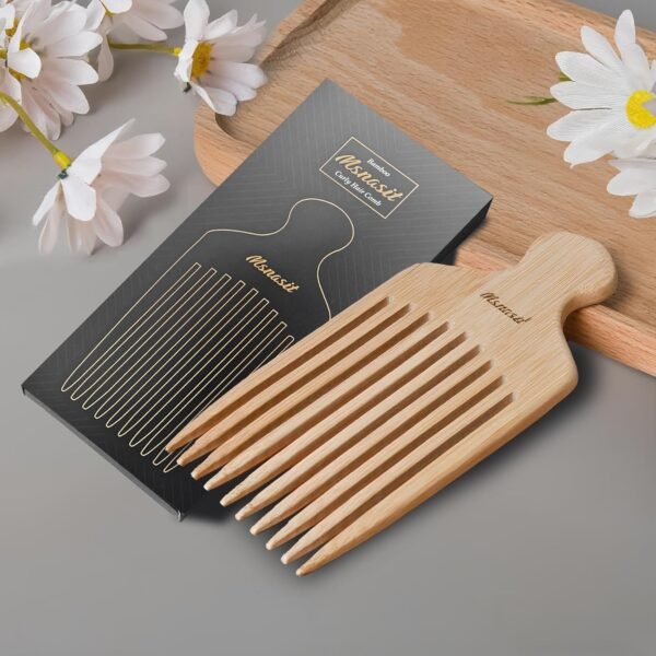 71U8bqilfjL._SL1500_.jpg Bamboo Hair Pick for Curly Hair, Premium Wide Tooth Detangling Comb with Ergonomic Handle, Natural Volume & Styling Tool for Men Women