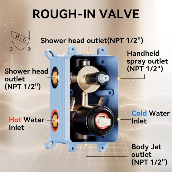 Shower System Matte Black Shower Faucet Set,Bostingner Four Modes Shower Faucet with 2 in 1 Handheld,Ceiling Mount 10 Inch Shower Head with 6 Inch Shower Head, 4Pcs Body Jets With Dual Head Shower Set