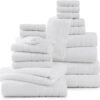 Casa Platino 100% Cotton Luxury Bathroom Towel Set - 18 Pcs - Super Soft, Fluffy & Highly Absorbent - 6 Large Bath Towels, 6 Washcloths, 6 Hand Towels - Complete Family Pack - White Bath Towel Set